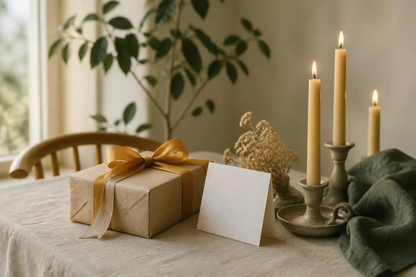 Verjaardagstafel met slingers en cadeaus